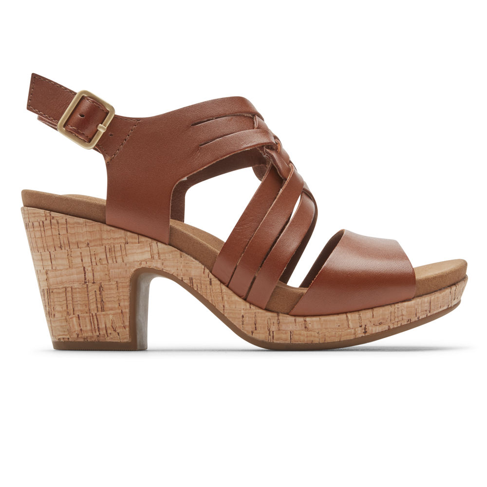 Rockport Sandals For Womens Brown - Vivianne Woven Slingback - PG3048975